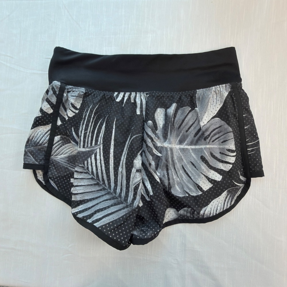 PINK Victoria's Secret Running Shorts Womens Small Black Excellent Tropical Mesh